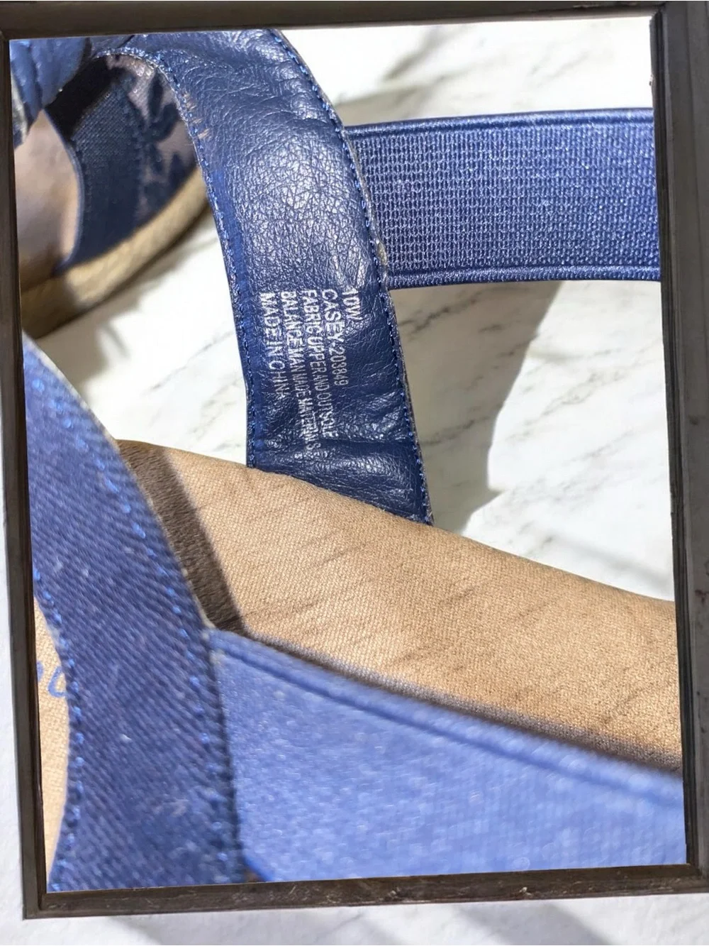 Cloudwalkers Avenue Indie Navy Blue Floral Mesh Espadrille Wedge Sandals 10W